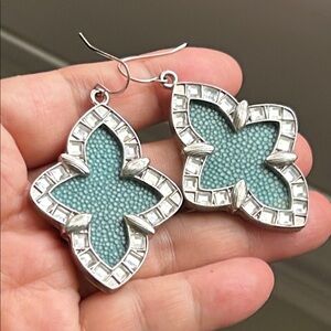 🖤RARE🔺Leighelena Silver and Teal Earrings